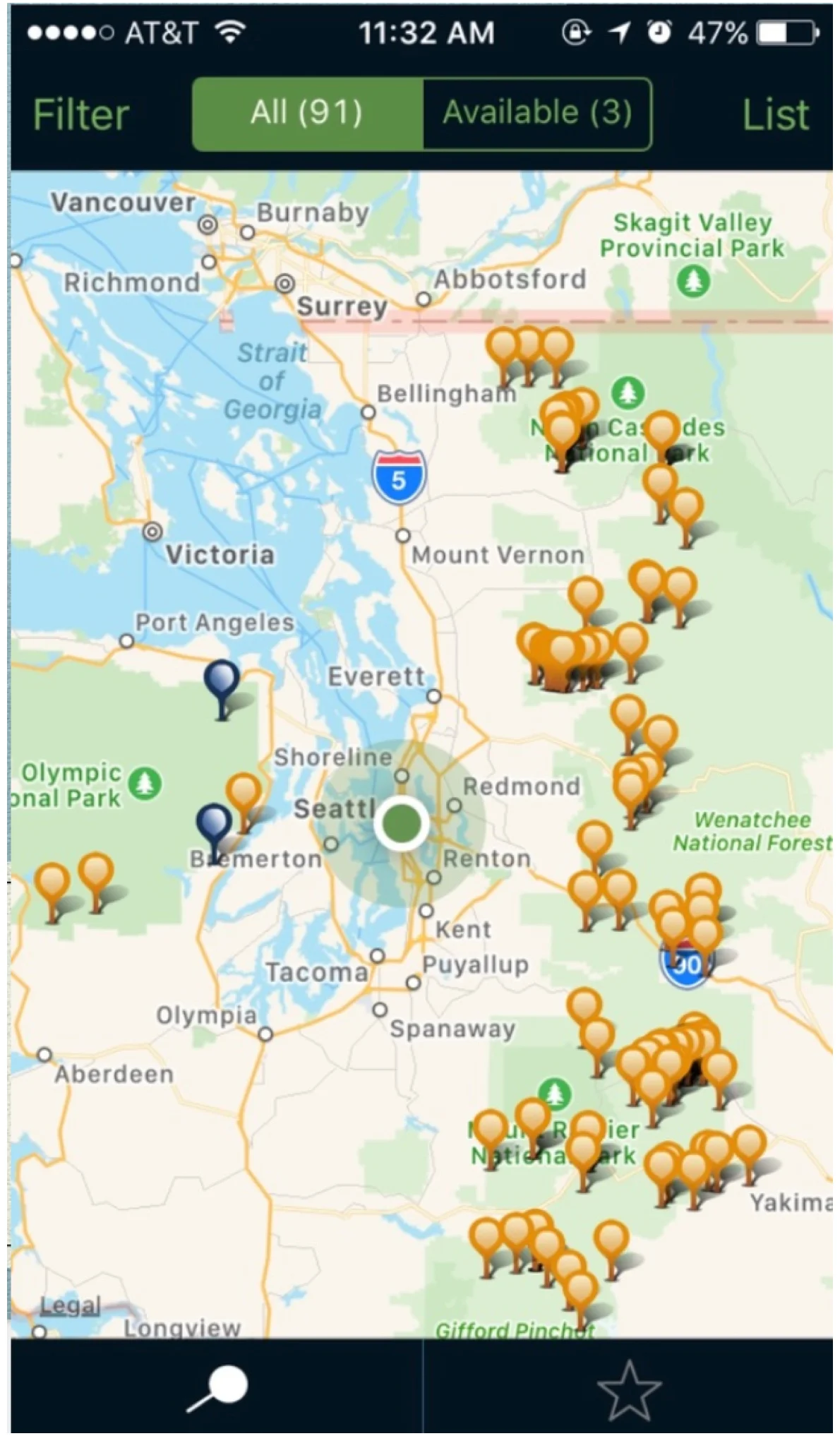 The pins in this view are not clickable