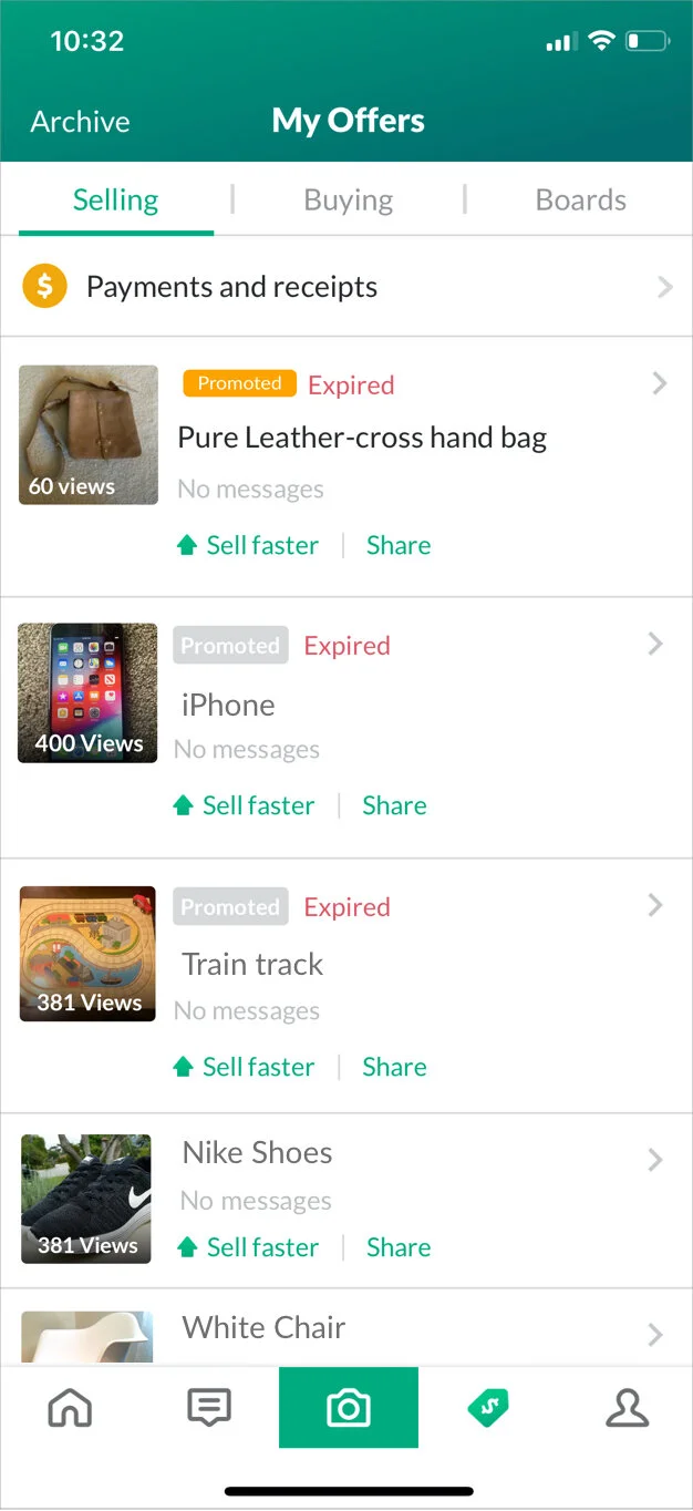 Listing page on OfferUp app