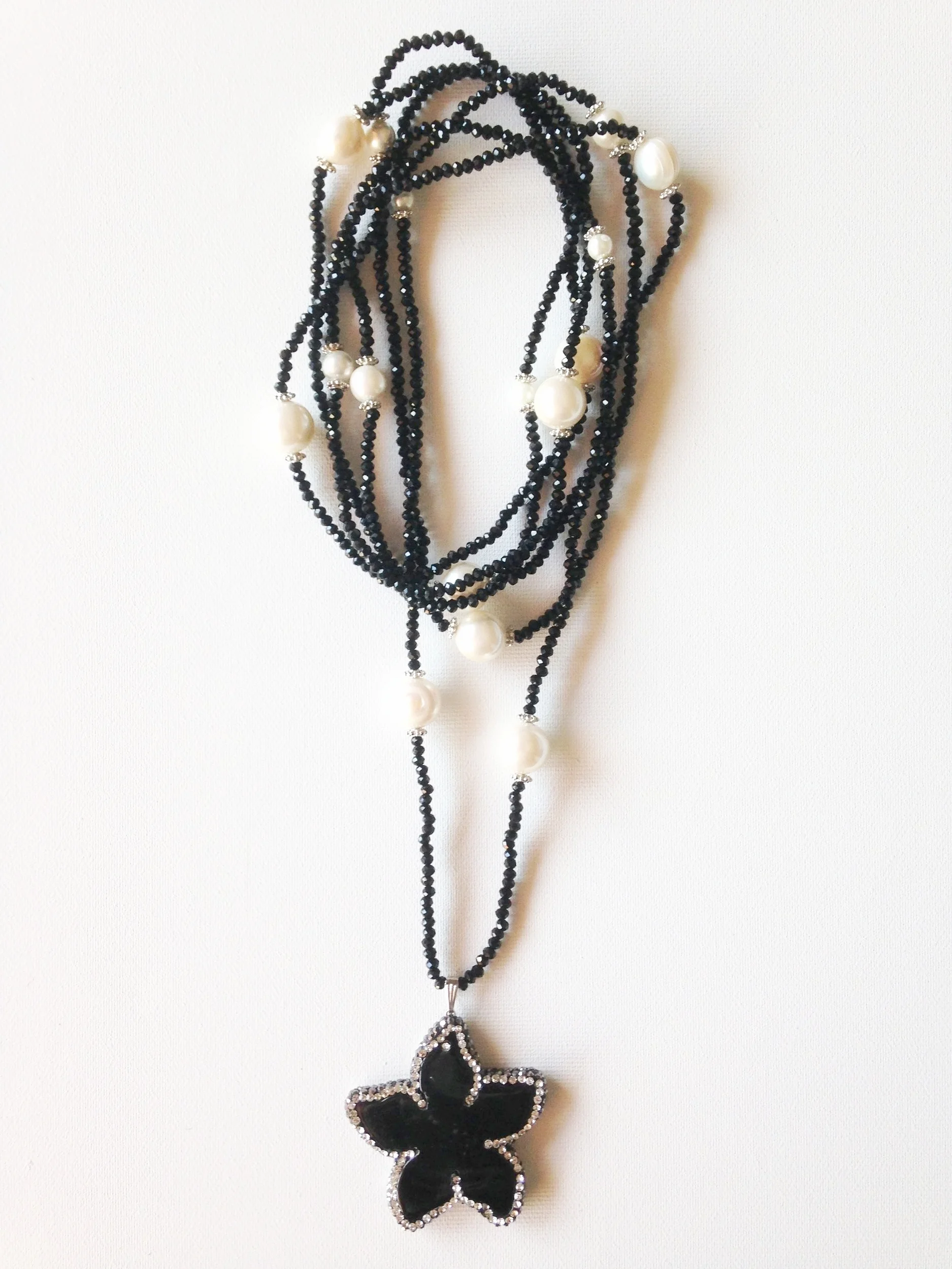  Black Crystal and Japanese Pearls. &nbsp;$150 