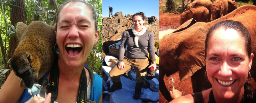 Hanging with a Brown lemur in Madagascar, hiking the Overland Track in Tasmania and meeting my foster-orphaned elephants at the David Sheldrick foundation in Kenya.