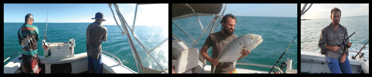 Bro & Chop on the boat| Tom’s first fish | Chop’s broken joy
