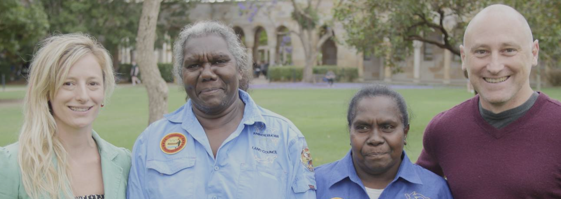From left to right: Gwendolyn David, Jennifer Yantarrnga, Jocelyn Yantarrnga & A/Prof Robbie Wilson. Photo credit: UQ News