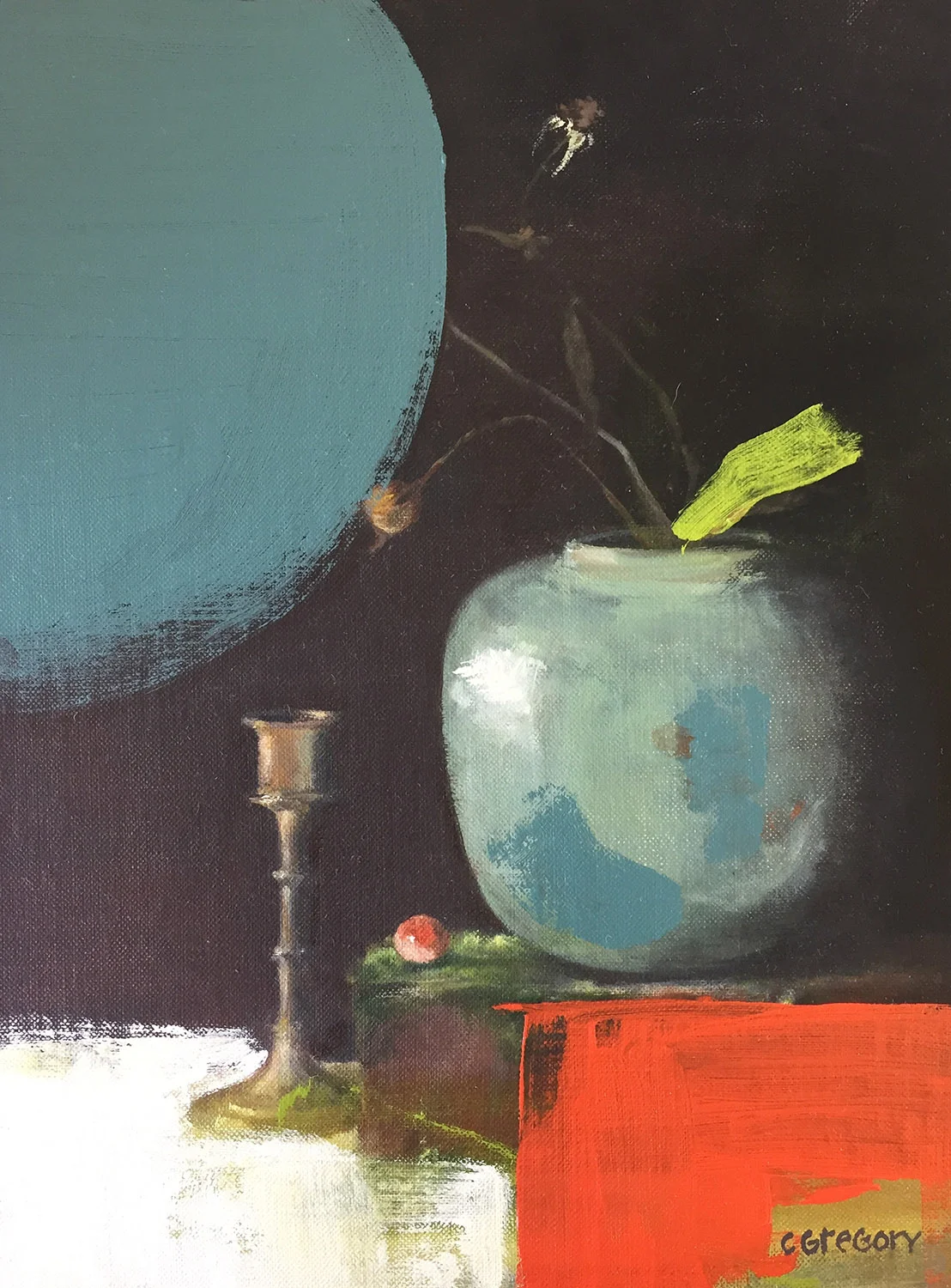 Brick Moss Revisited , 9 x 12 inches, oil and acrylic on canvas, SOLD