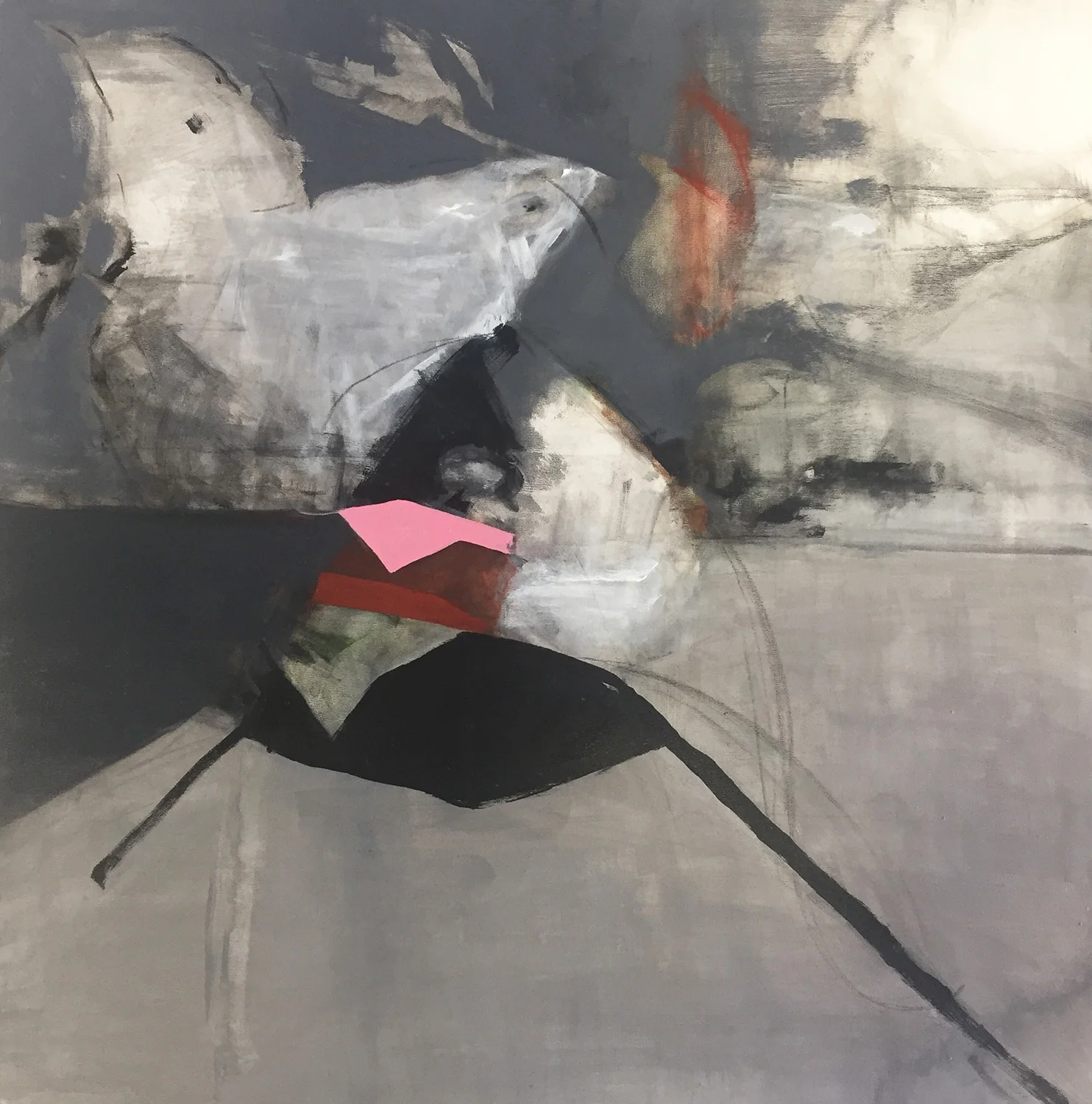 Gray Pink Black , 16 x 16 inches, acrylic on cradled gessobord, SOLD