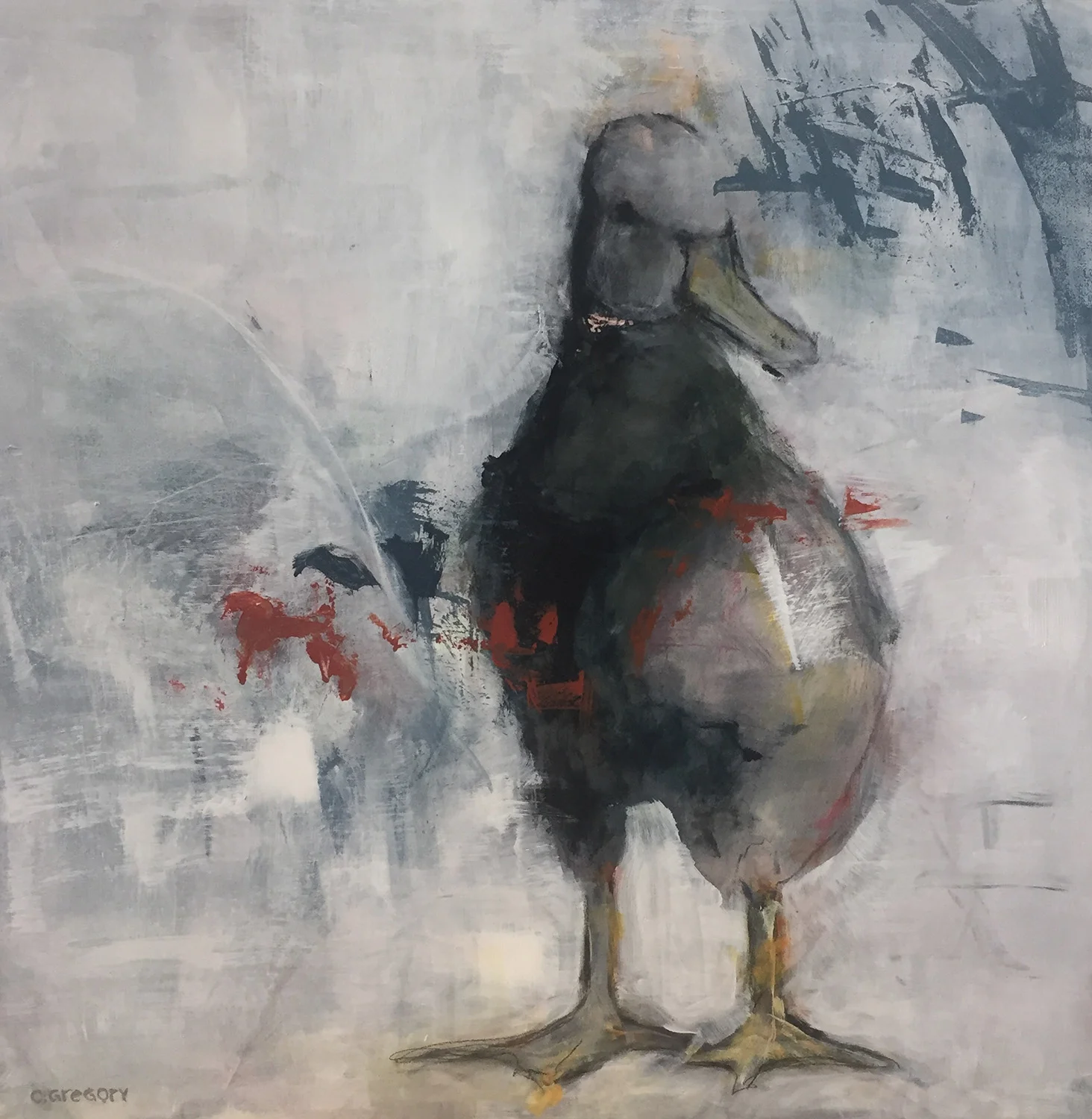 Duck I, 16 x 16 inches, acrylic on gessobord, SOLD