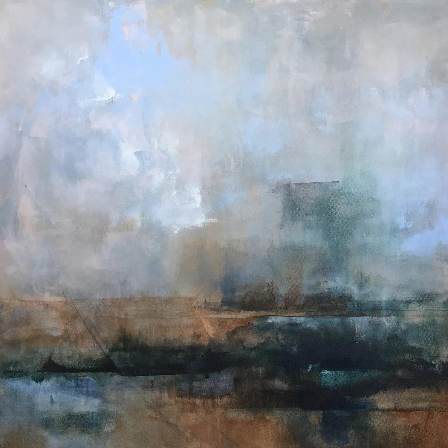 View from a Boat , acrylic on canvas, 30 x 30 inches