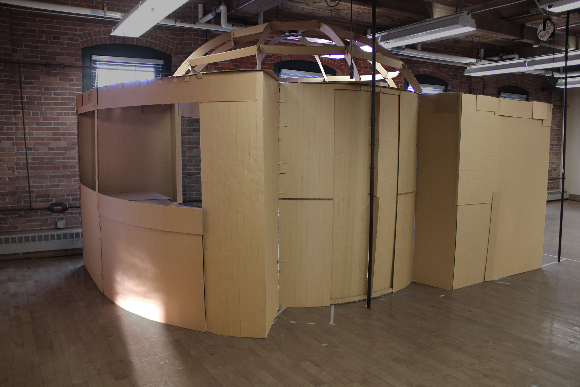 Final full scale cardboard model of Sun Chaser , student group: Advait Kalakkad, Tiffany Kang, Qyu-Ri Kim, Kim Jin, Jasmine Gutbrod, Matt Donahue, Angelica Carvajales, Tiarra Bell, Izabela Clarke