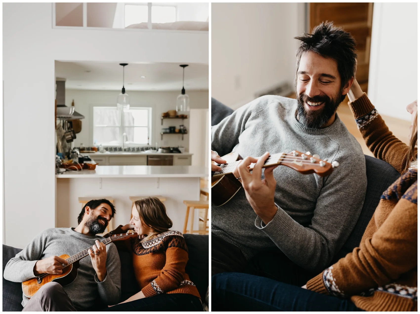 Michigan Couples Session. Couple hanging out playing ukelele