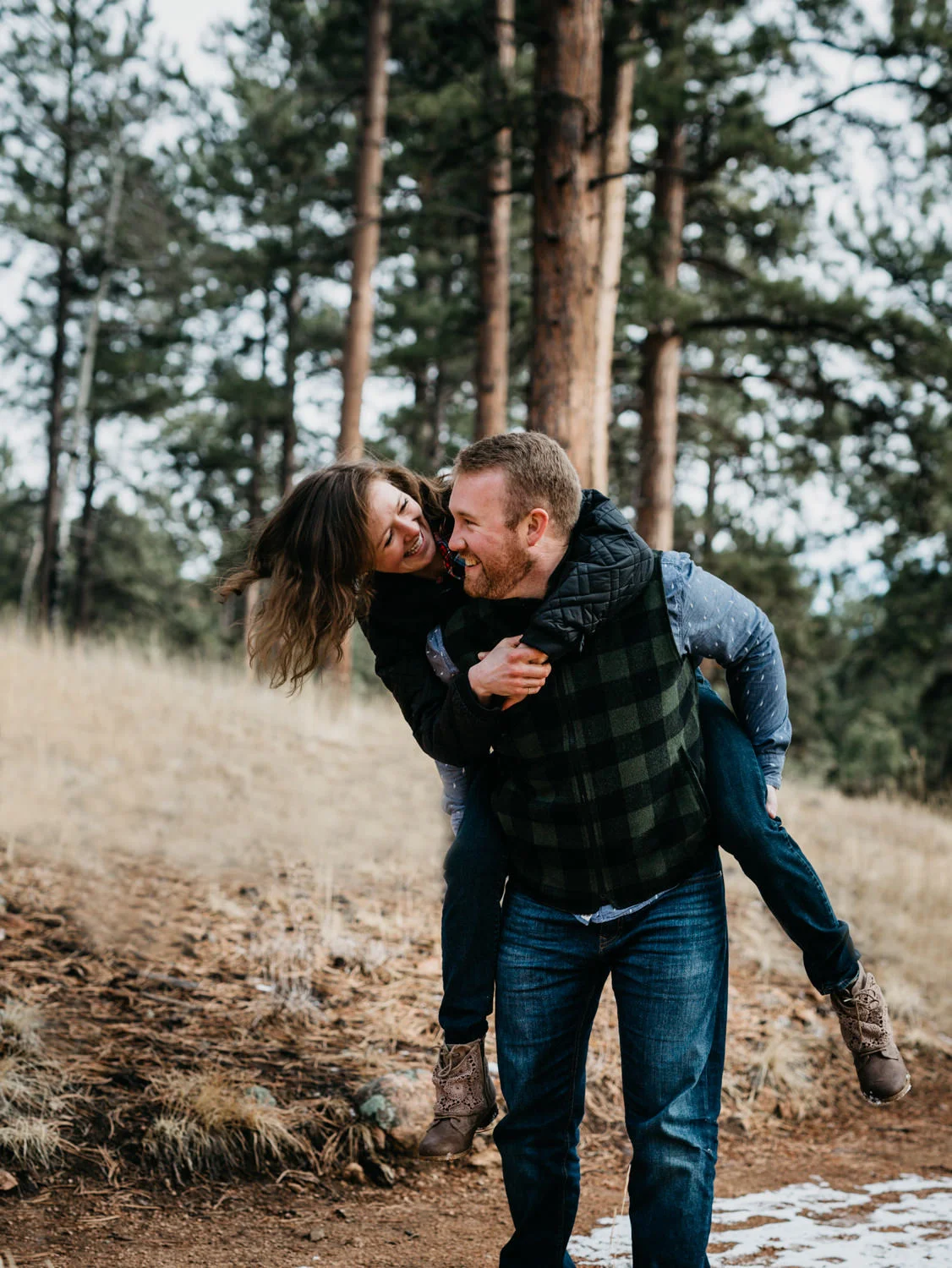 couple hiking in Staunton state park in Colorado