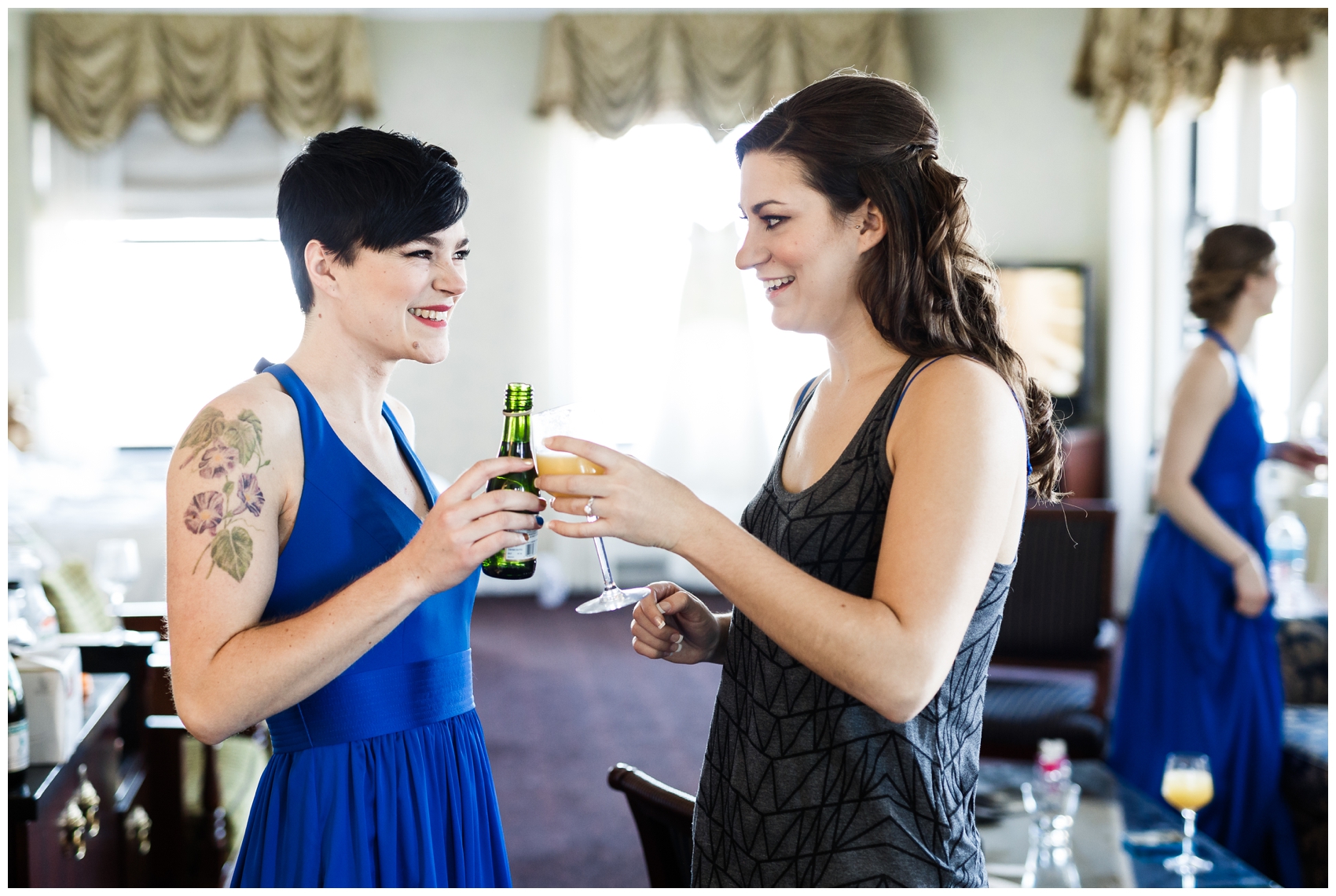 bride and bridesmaids getting ready at the drake hotel