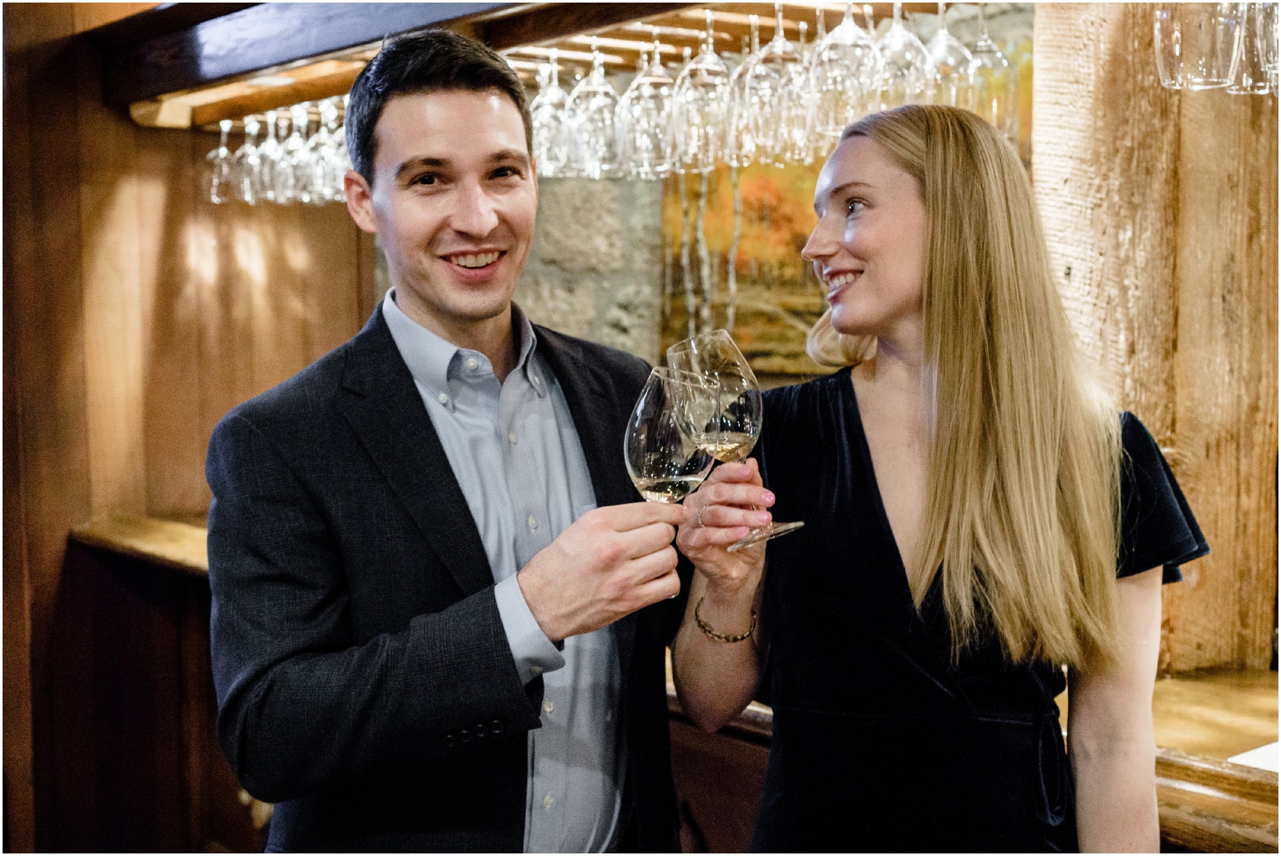 couple tasting wine at Chateau Montelena in Napa Valley