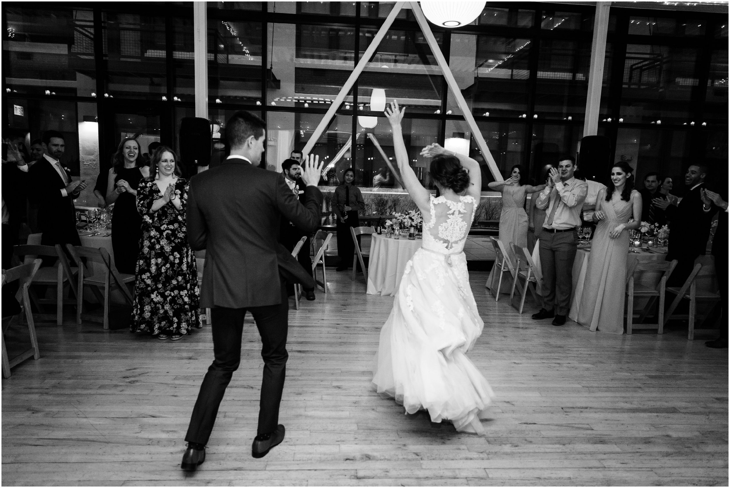 bride and groom dancing during introductions