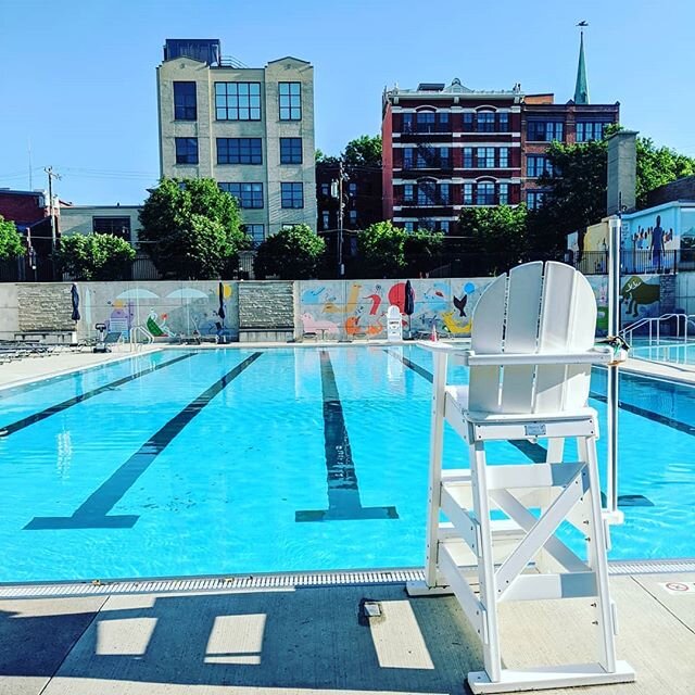 Here's the lifeguard deck @zieglerparkotr pool, caught on our morning walk 🌊 
We are now talking about a pool. Wouldn't it be great to go for a dip in the courtyard? Dreaming over here....Hope you're having fun in the sun wherever you are! 🌞