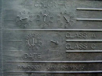 The underside of each slate is embossed with date of manufacture and colour code.