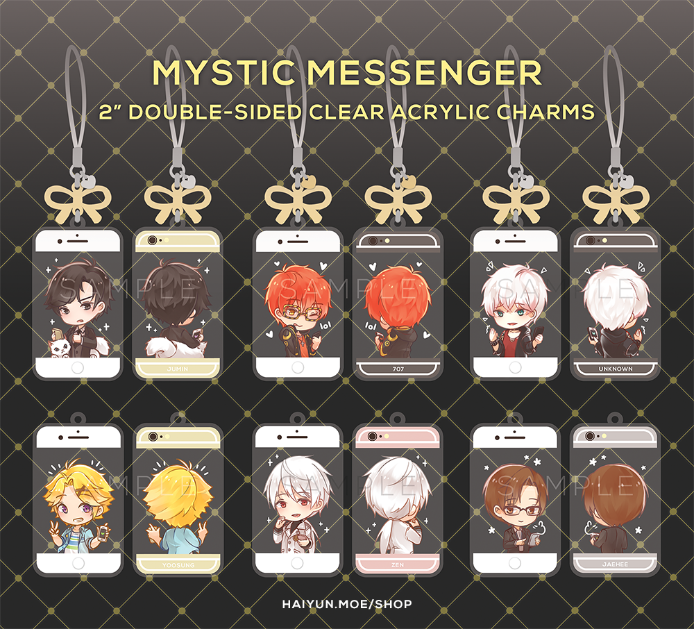 Mystic Messenger Double-Sided Clear Acrylic Charms — haiyun