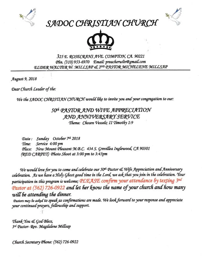 50th Pastoral Anniversary Los Angeles Family Church