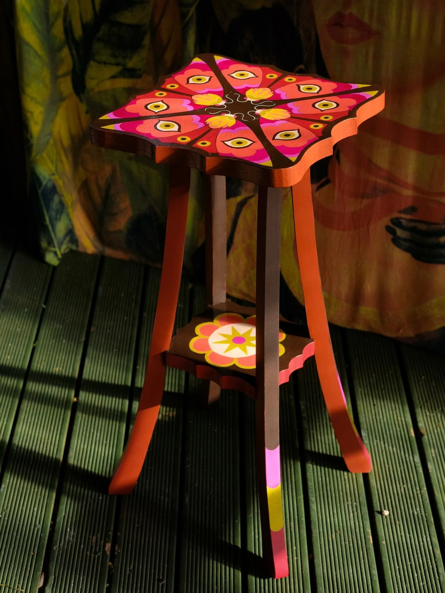 Hey, I&rsquo;m pretty into painting furniture right now. Table Moth - acrylic on tiny vintage table.
Featuring an eclipse of mythical moths. 

Yes, the collective noun for moths is Eclipse 🌒

Music by @mothquartet, for whom I recently designed an al