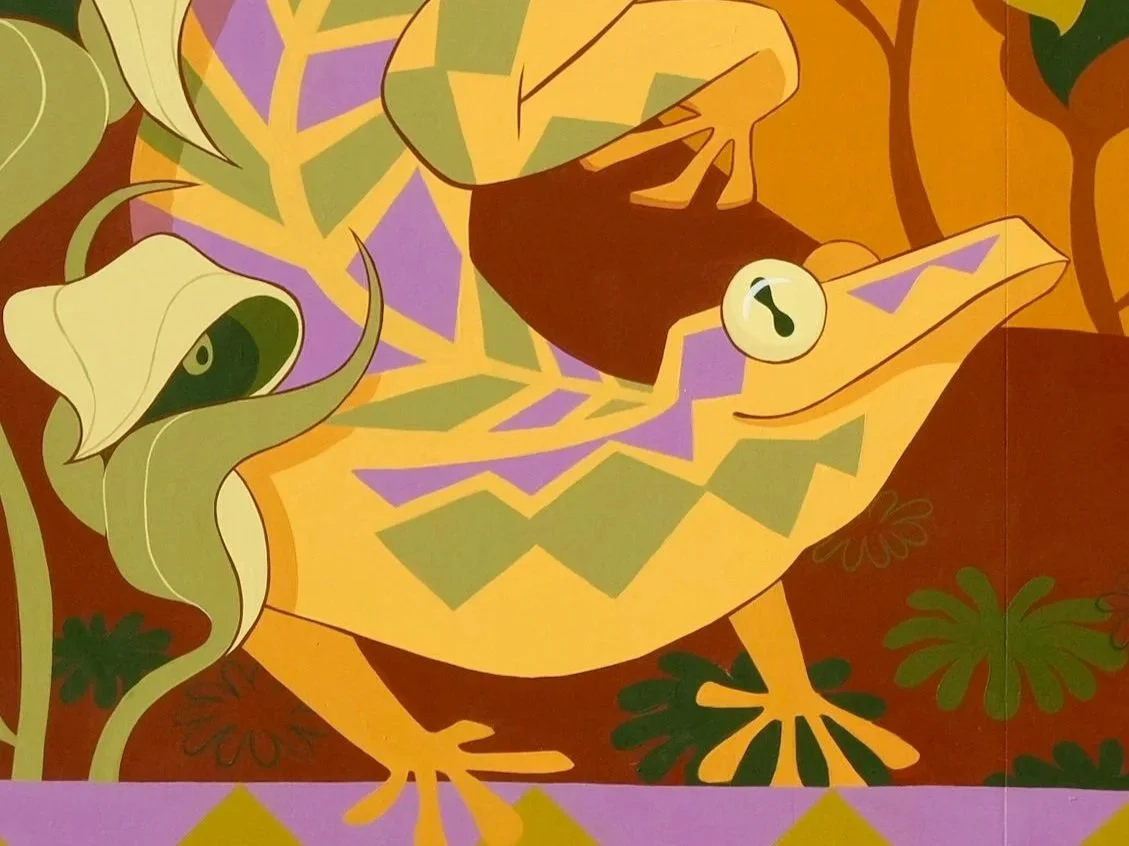 kell sunshine artist painting of harlequin gecko mural