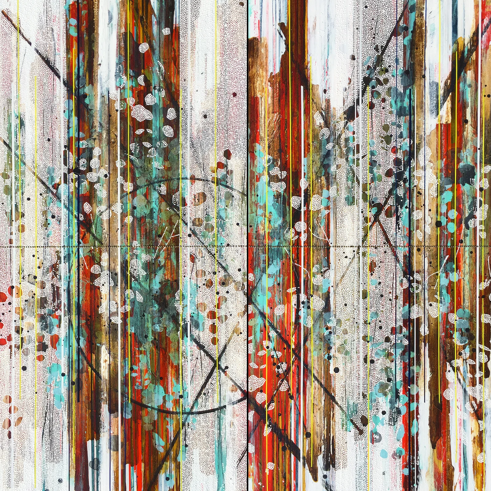 Where we are standing in this wonderland (botanical) / 2015 / Diptych, 60"h x 60"w / Title from: “The Gift”, poems by Hafiz / Private collection