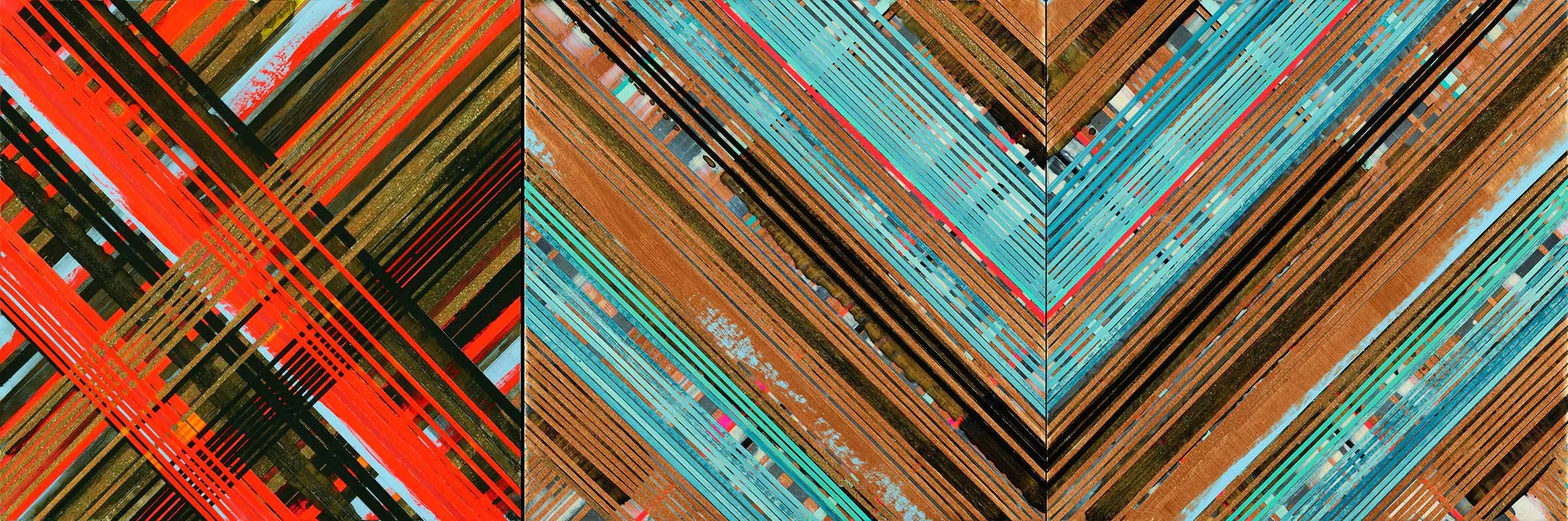 Weaving 1418 (Bowie) / 2014 / Triptych, 12”h x 36”w