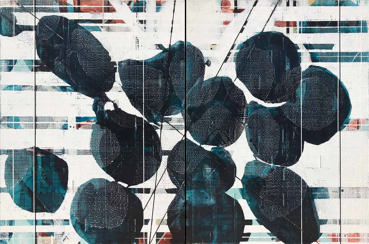 A man couldn’t make a habit of such color / 2018 / Diptych, 40"h x 60"w / Title from: “The Wild” by Wendell Berry