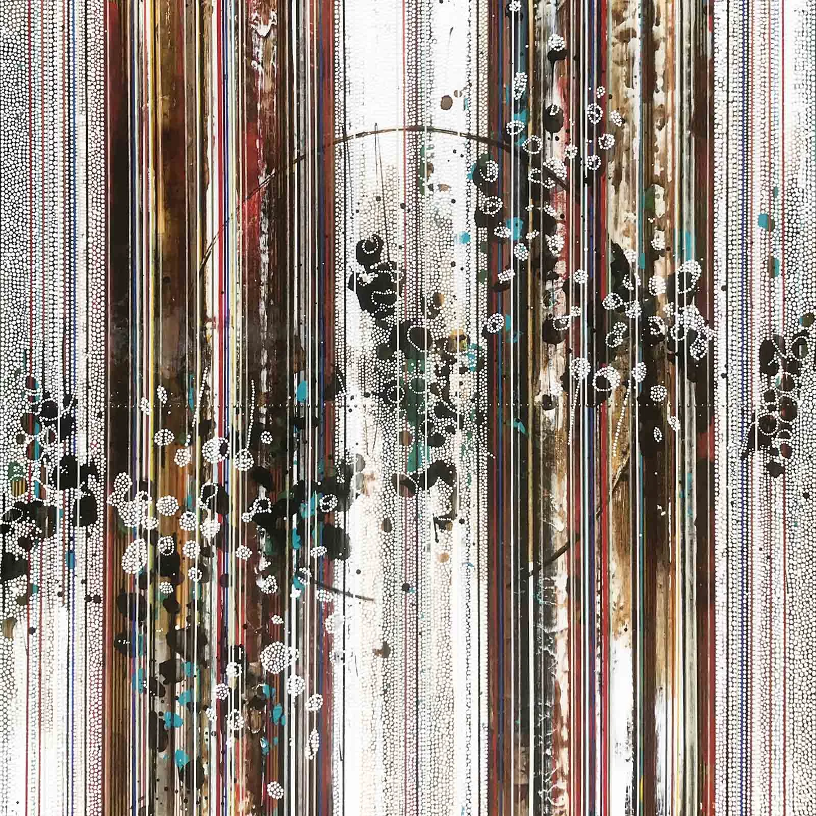 Every Leaf Speaks Bliss to Me / Botanical Series / 2019 / 48"h x 48"w x 2"d / Acrylic and mixed media on panel / Unframed with bare wood edge / Title from Emily Bronte / Private collection