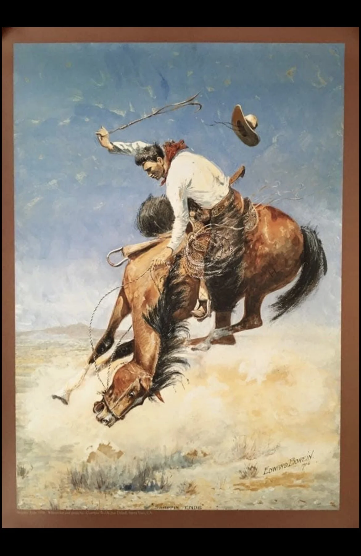 Vintage Edward Borein print “Swappin Ends”