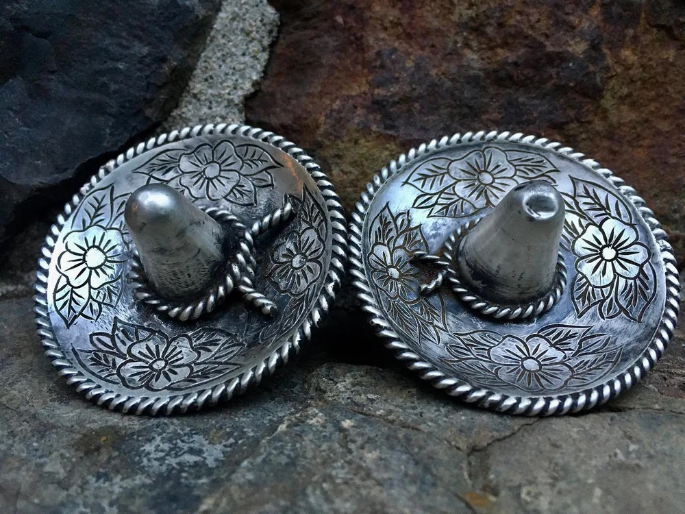 Conchos Western En Argent Sterling Pour éperon/bridon Coquillage - Ancien, Fait Main