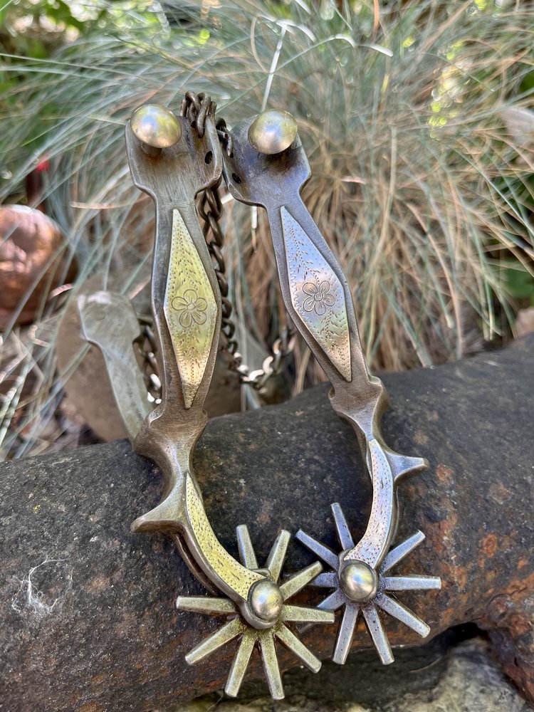 A Pair of Large Antique Argentine Silver Overlaid Gaucho Spurs at 1stDibs