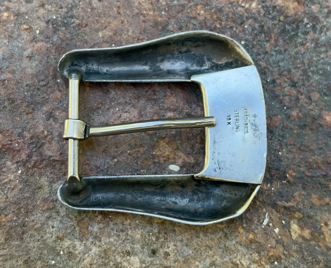 Vintage sterling silver fritch brothers belt buckle & tooled leather belt Vintage 1940 main image 4