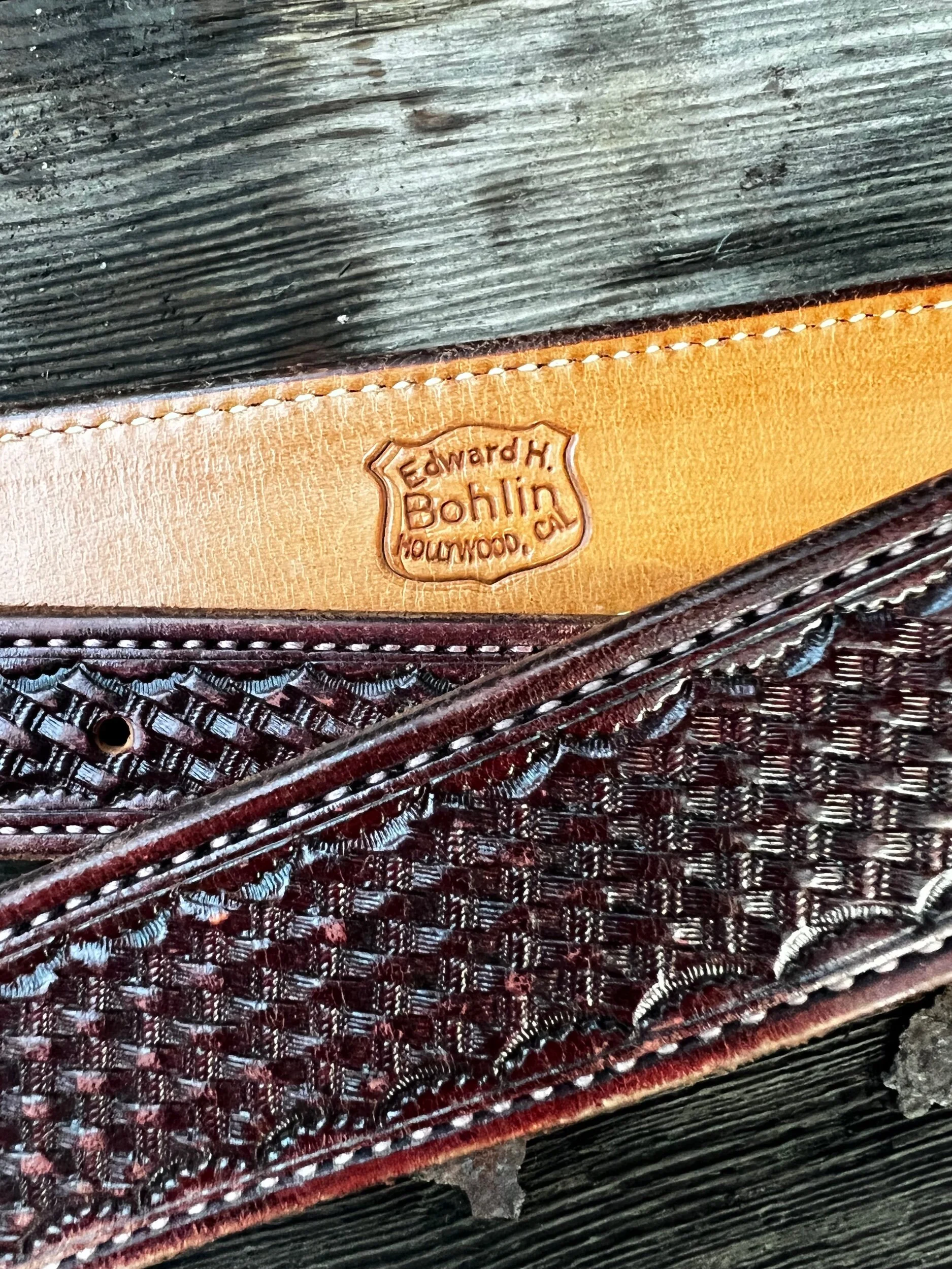 Beautiful Vintage Edward Bohlin Basketweave Custom Western Leather Belt