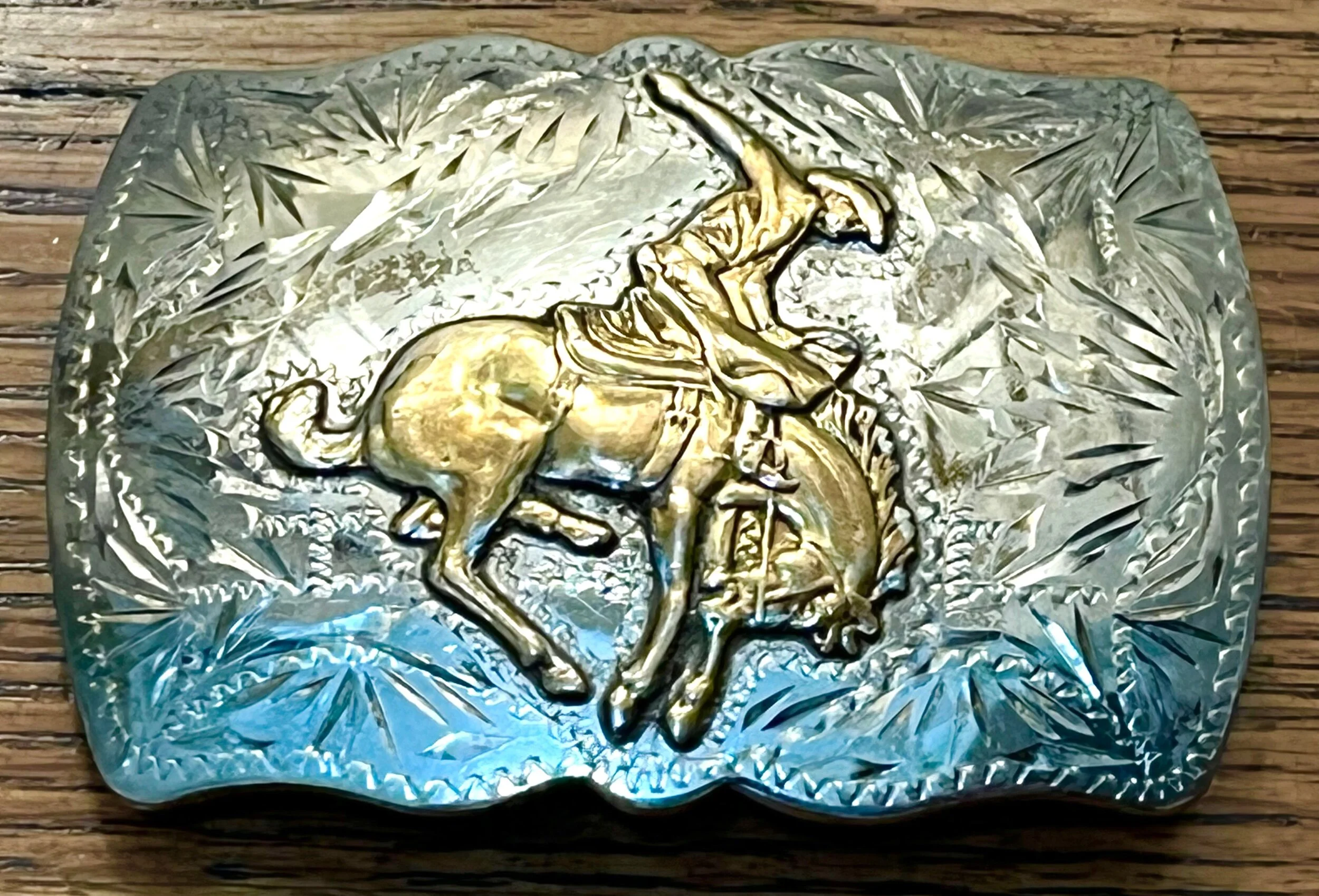 Renalde of Denver Colorado Silver Bucking Bronco Buckle