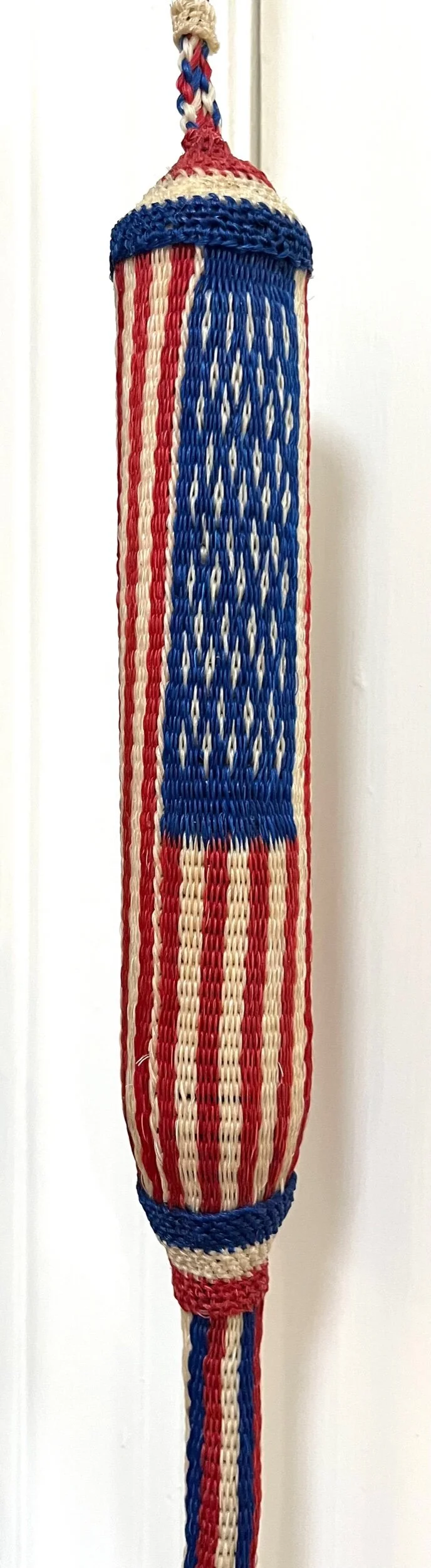 Vintage Patriotic Deer Lodge Prison Made Hitched Horsehair Quirt w/ American Flags