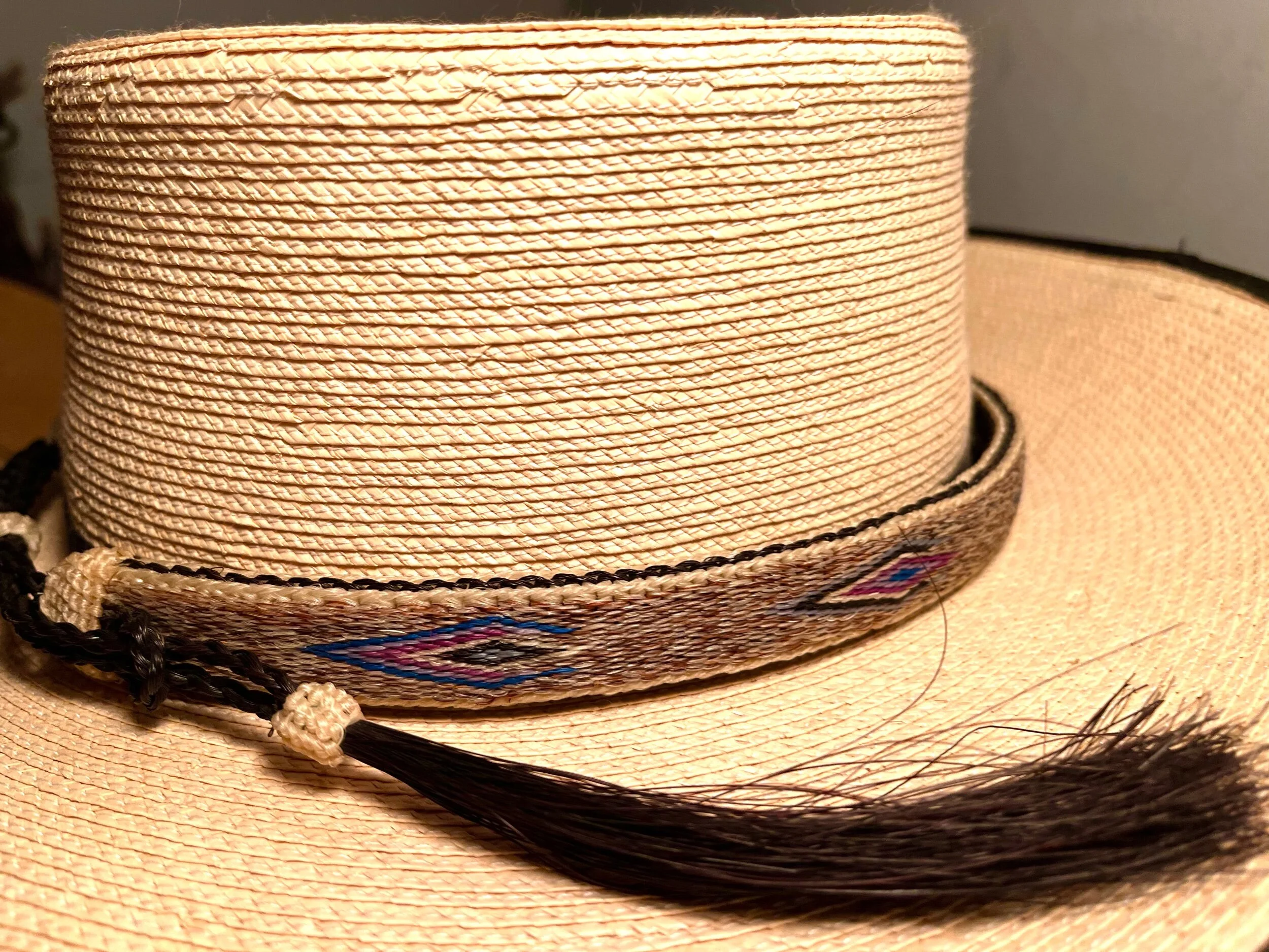 Vintage Prison Made Hitched Horsehair Colored Hat Band — The  display picture 1