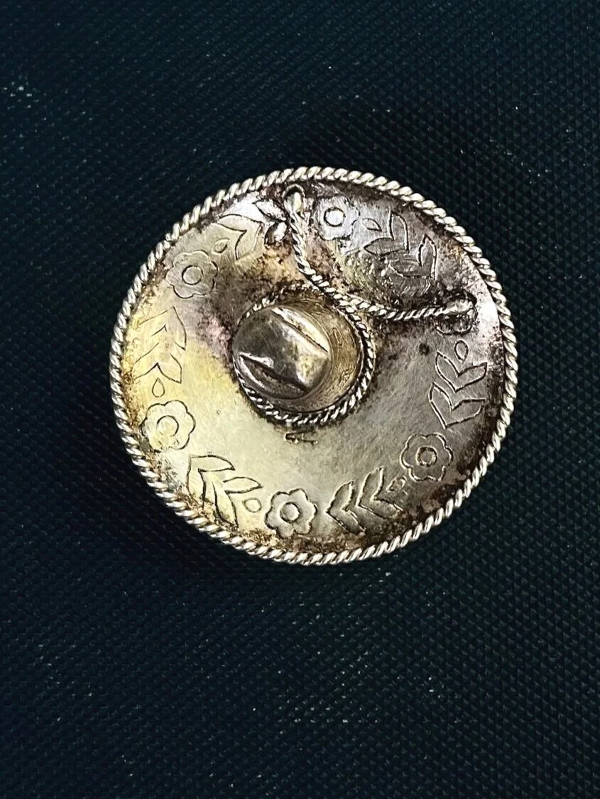 Antique sterling silver sombrero cowboy hat pin