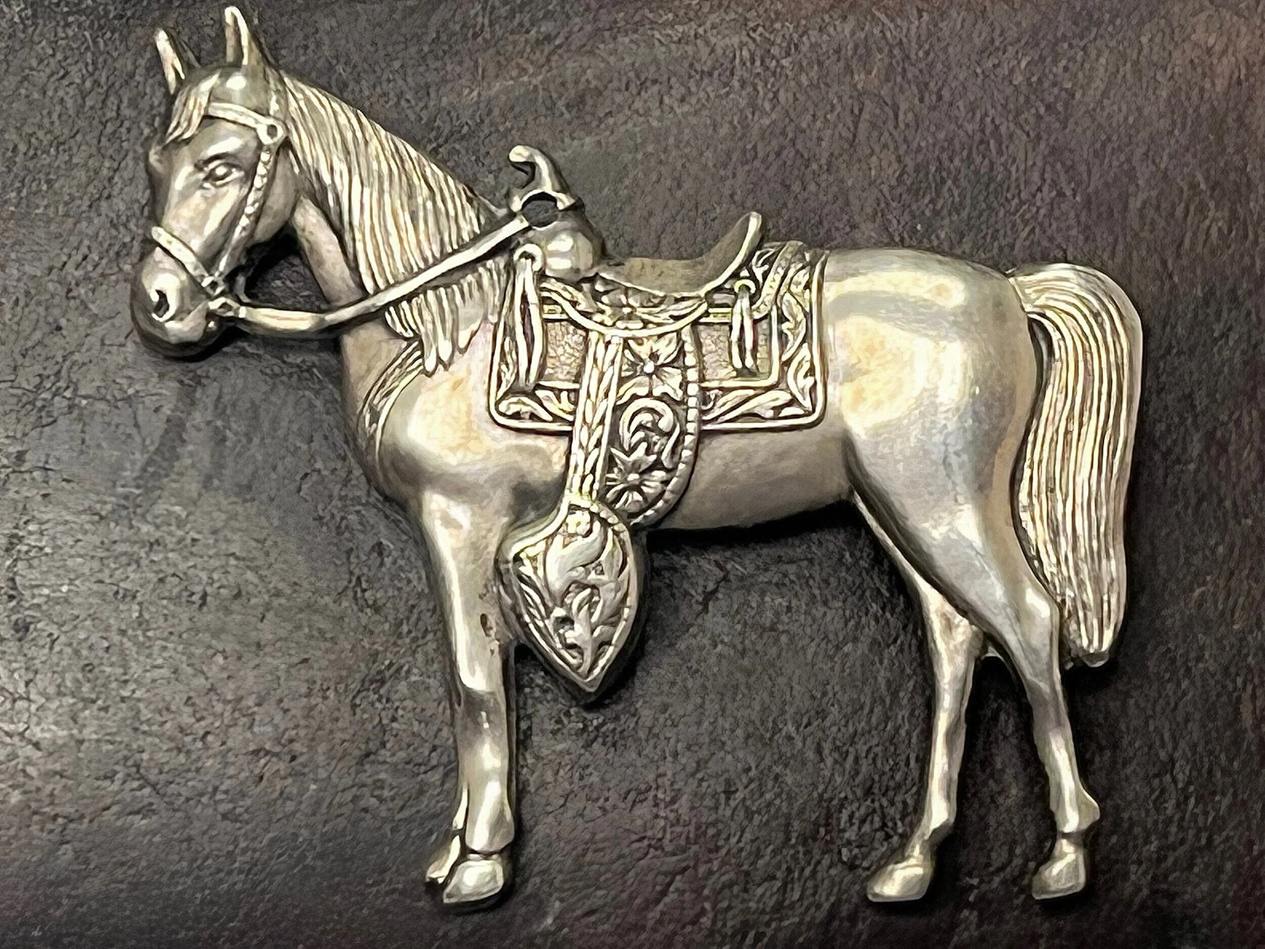 1930's Sterling Silver Trading Post Western Horse Pin