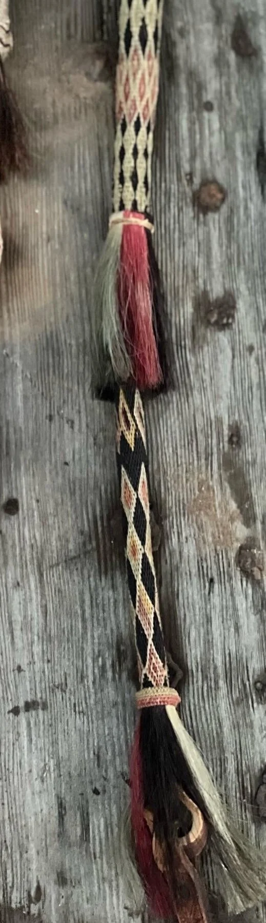 Antique Deer Lodge hitched horsehair quirt made circa early 20th century