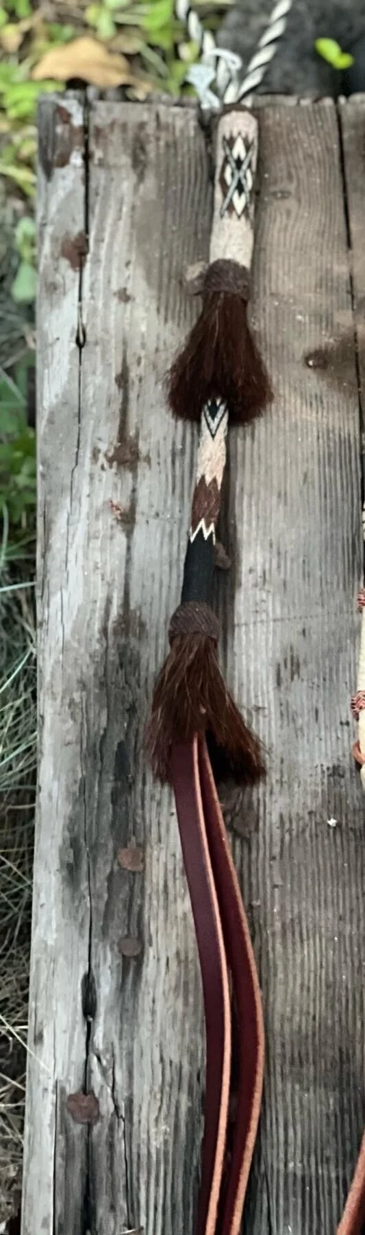 Vintage Deer Lodge, Montana hitched horsehair quirt