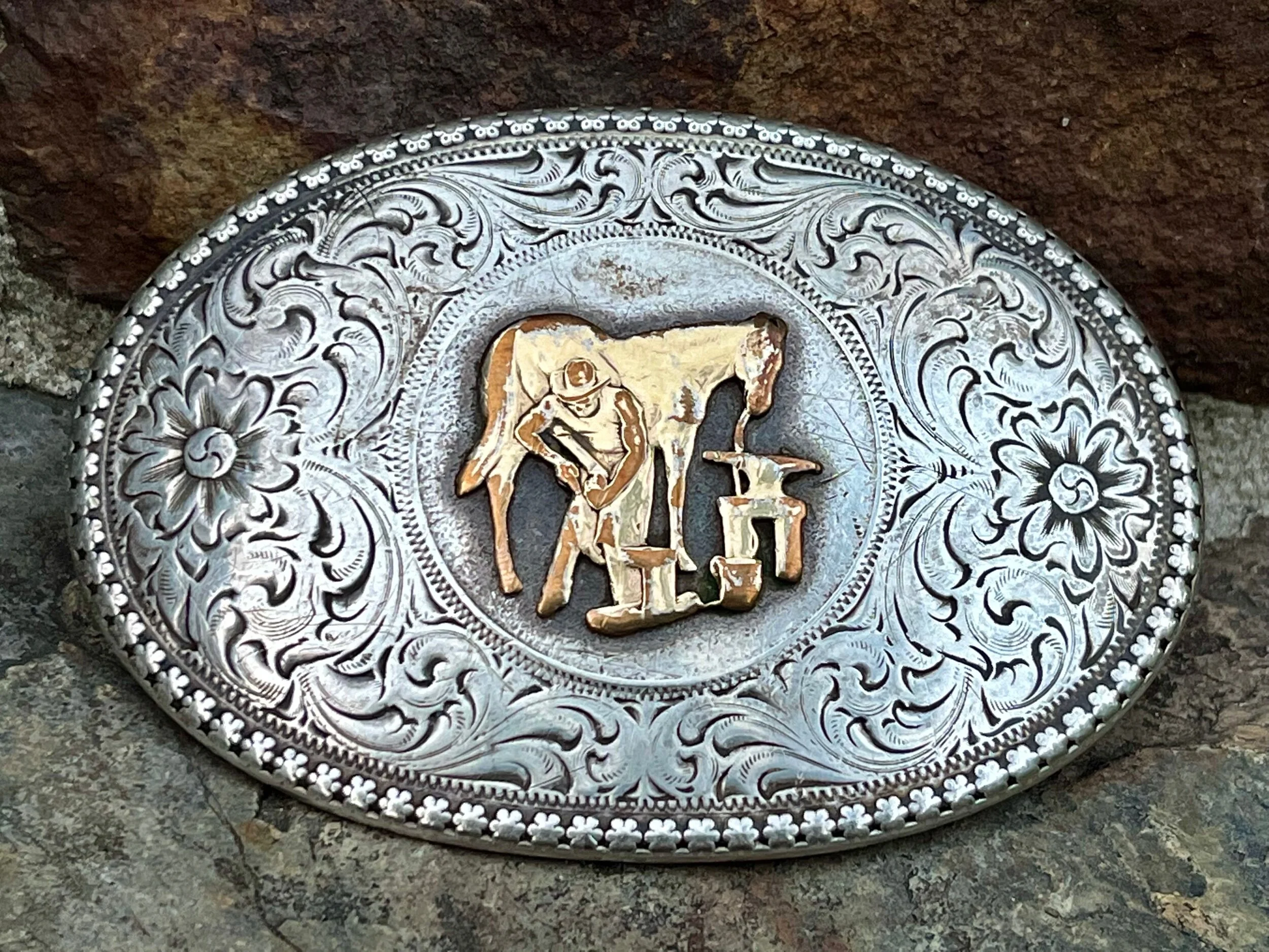 Vintage Sterling Silver Overlay Farrier Buckle — The Old 