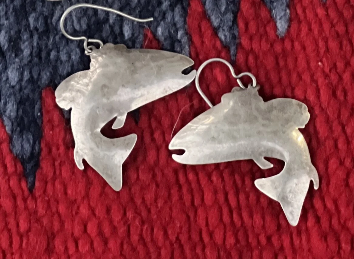 Vintage sterling silver rainbow trout earrings