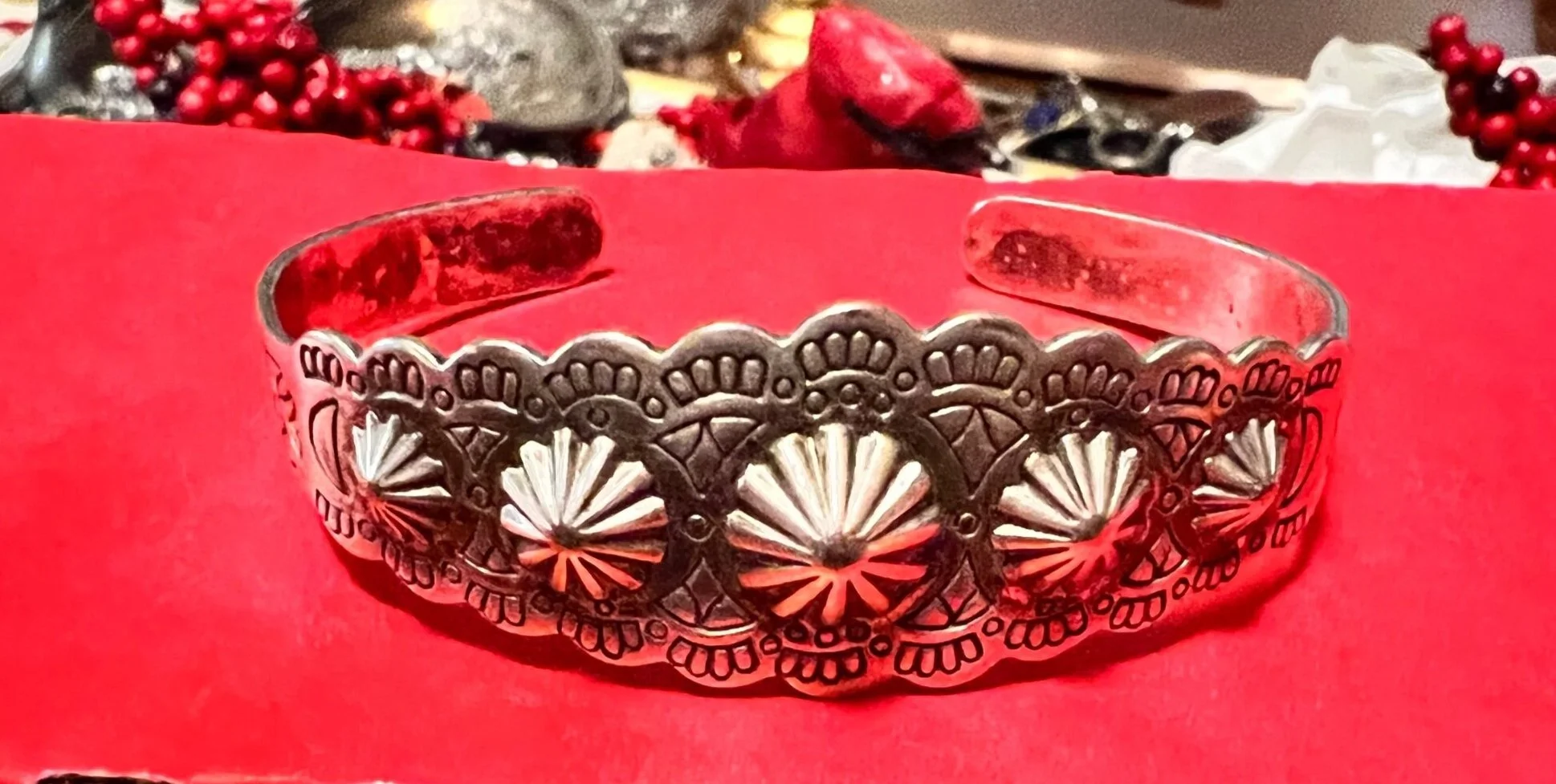 Vintage Fred Harvey era sterling silver cuff bracelet