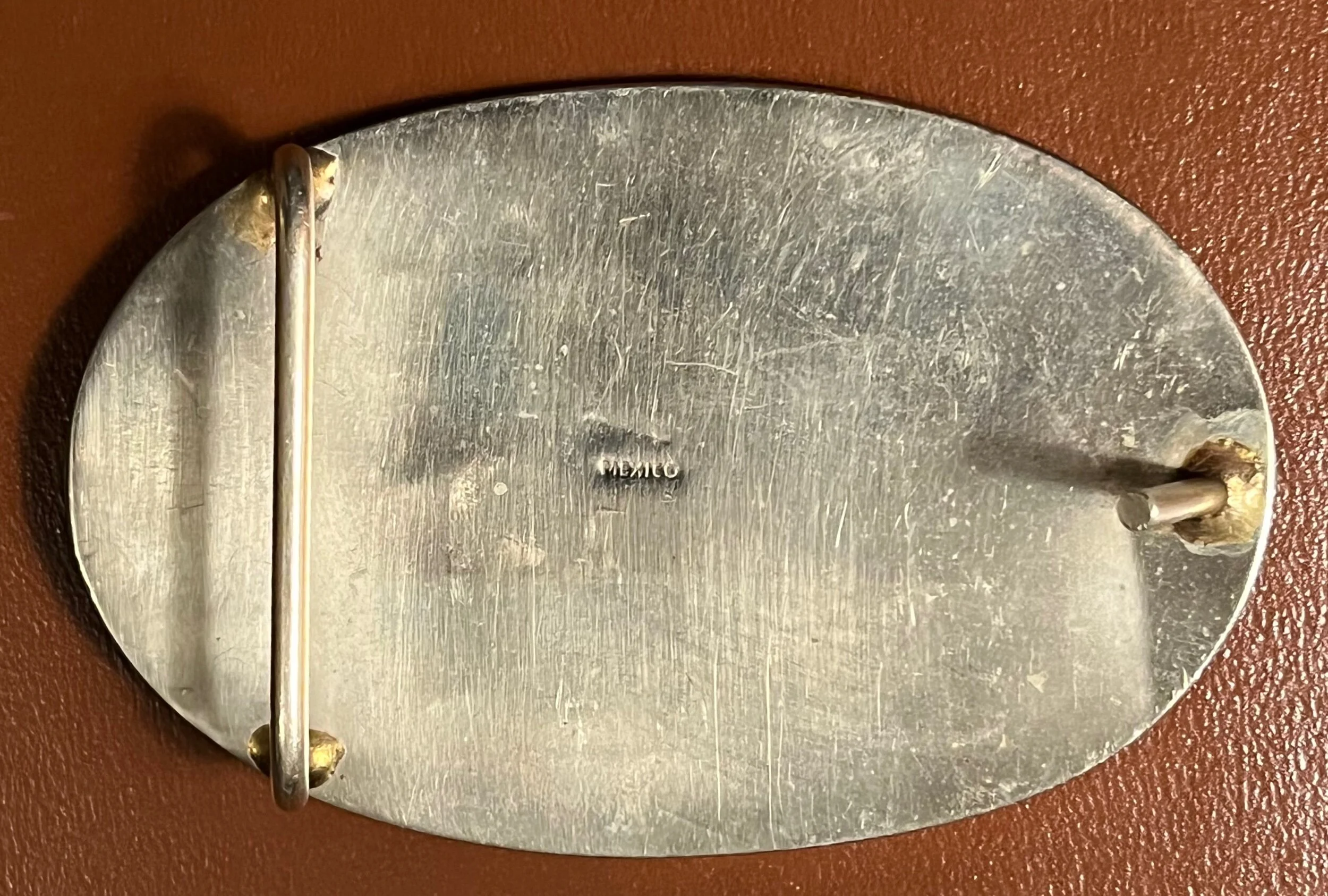 Vintage Silver Abalone Belt Buckle Unisex Made In Mexico Statement Boho Vintage Taxco Alpaca Mexico Panel Bracelet Abalone Shell  main image 4
