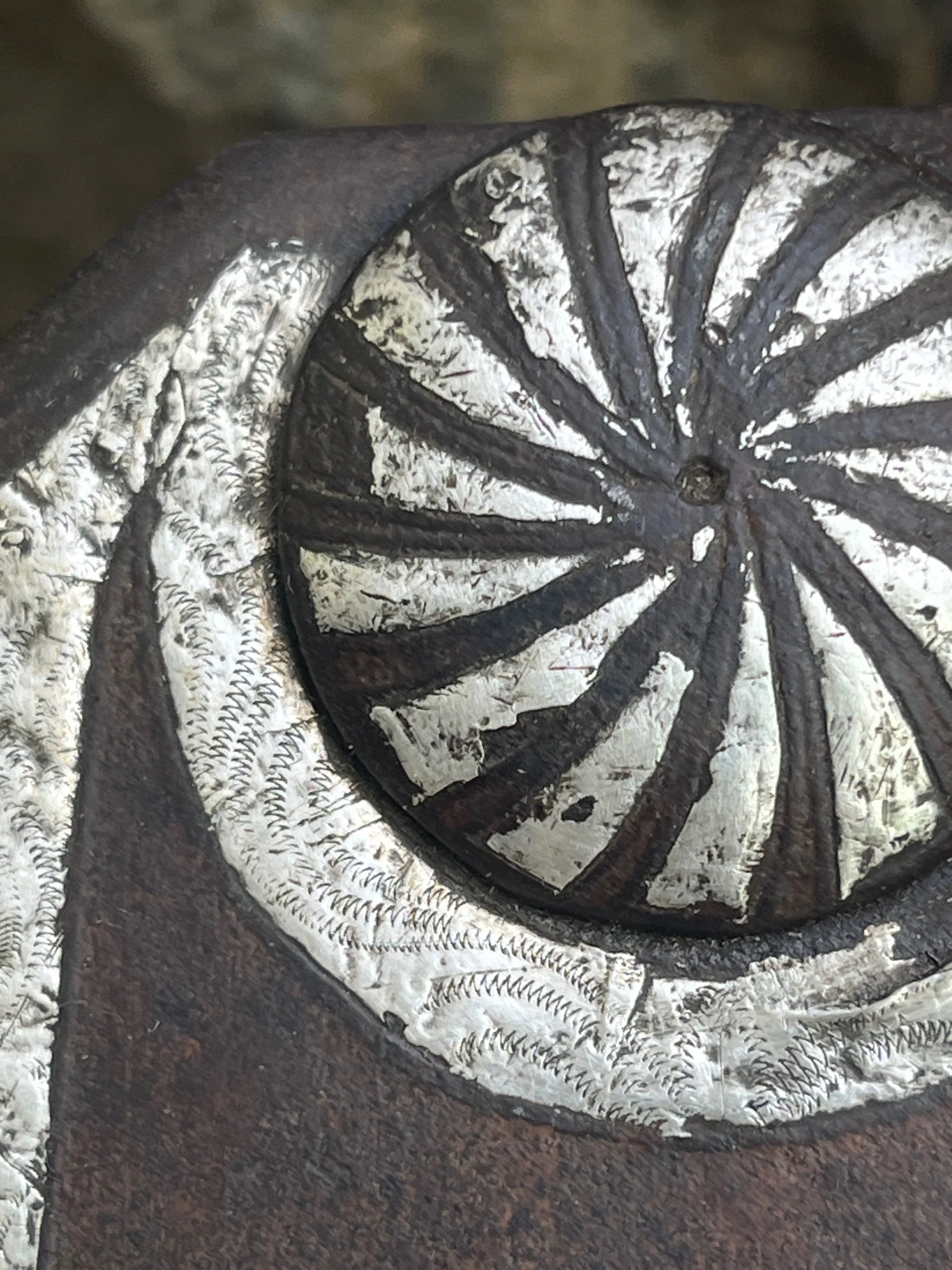 Hand Forged Iron Antique Mexican Candy Stripe Inlaid Sterling