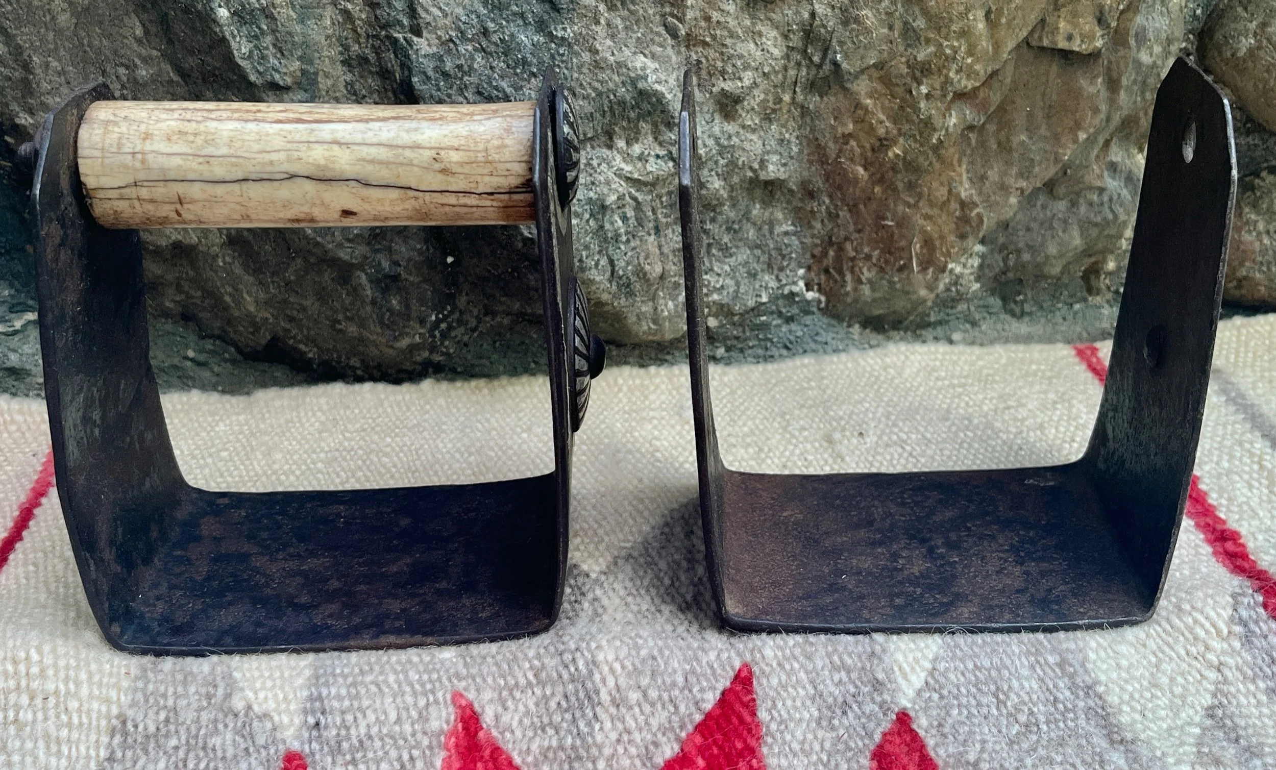 Hand Forged Iron Antique Mexican Candy Stripe Inlaid Sterling