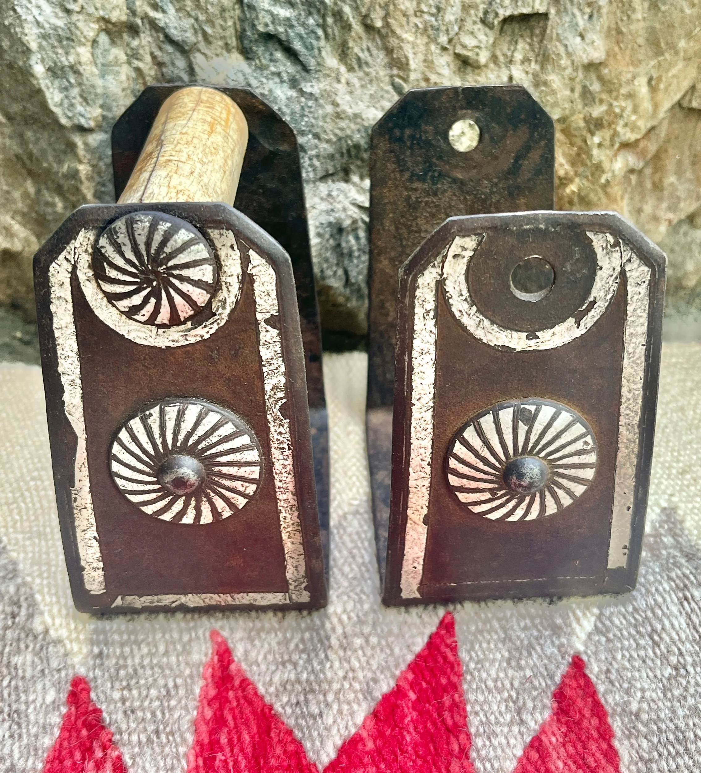 Hand Forged Iron Antique Mexican Candy Stripe Inlaid Hand Forged Iron Antique Mexican Candy Stripe Inlaid
