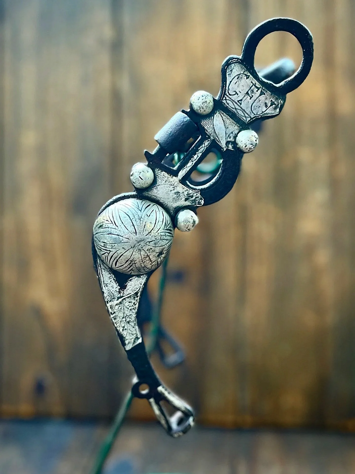 **Antique Circa late 1800s Santa Susanna Silver Inlaid Bit**
Available for purchase here: https://theoldspanishtrading.com/bits/st-susanna

Beautiful example of a Santa Susanna cheek bit made circa mid to late 1800s. This particular design originally