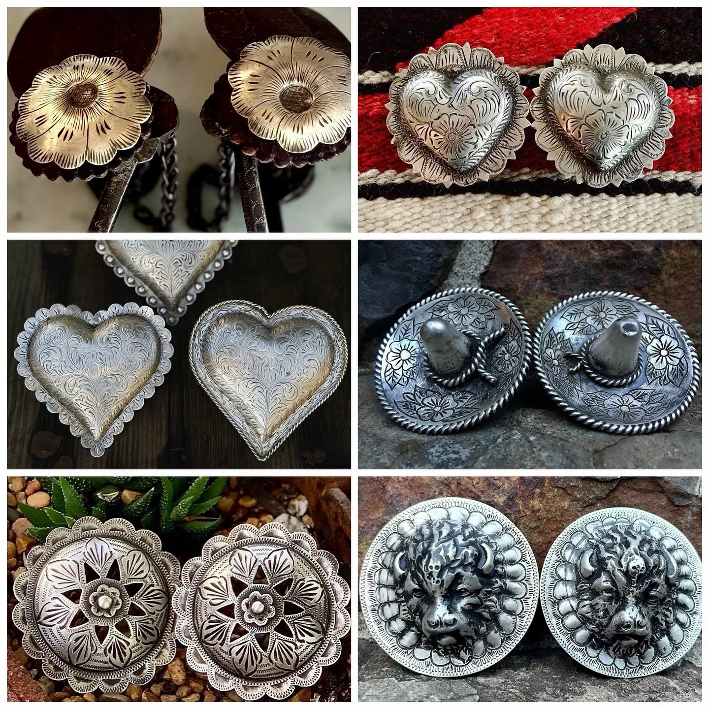 🎄Sterling silver conchos all in stock &amp; ready to ship!🎄 

Find them here: https://theoldspanishtrading.com/silver-buckles-and-conchos