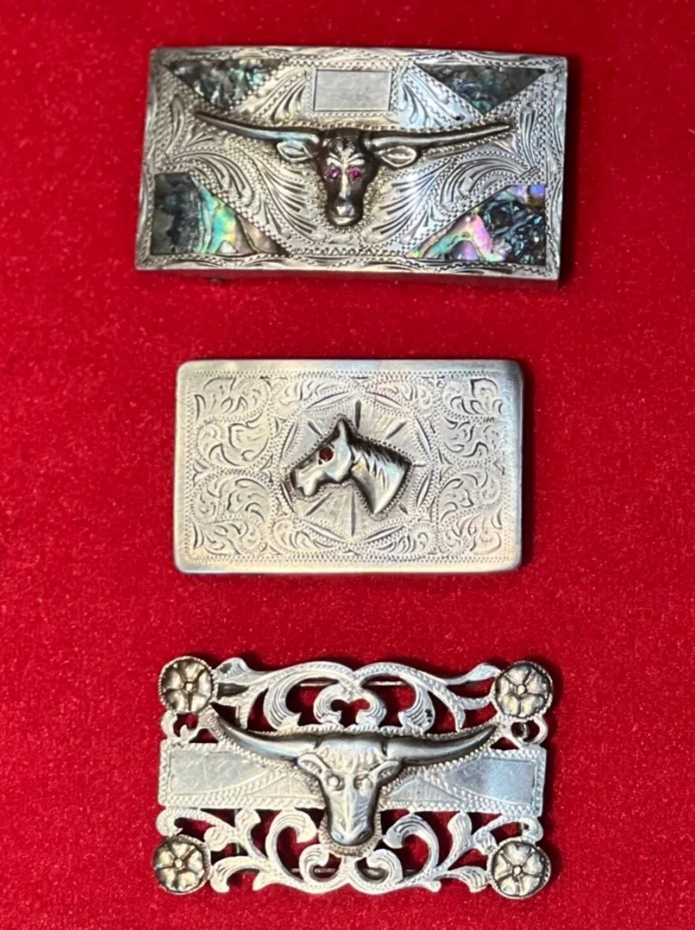 Lots of vintage buckles and old silver in stock and ready to ship! 
You can find them all here in the buckle shop: https://theoldspanishtrading.com/silver-buckles-and-conchos