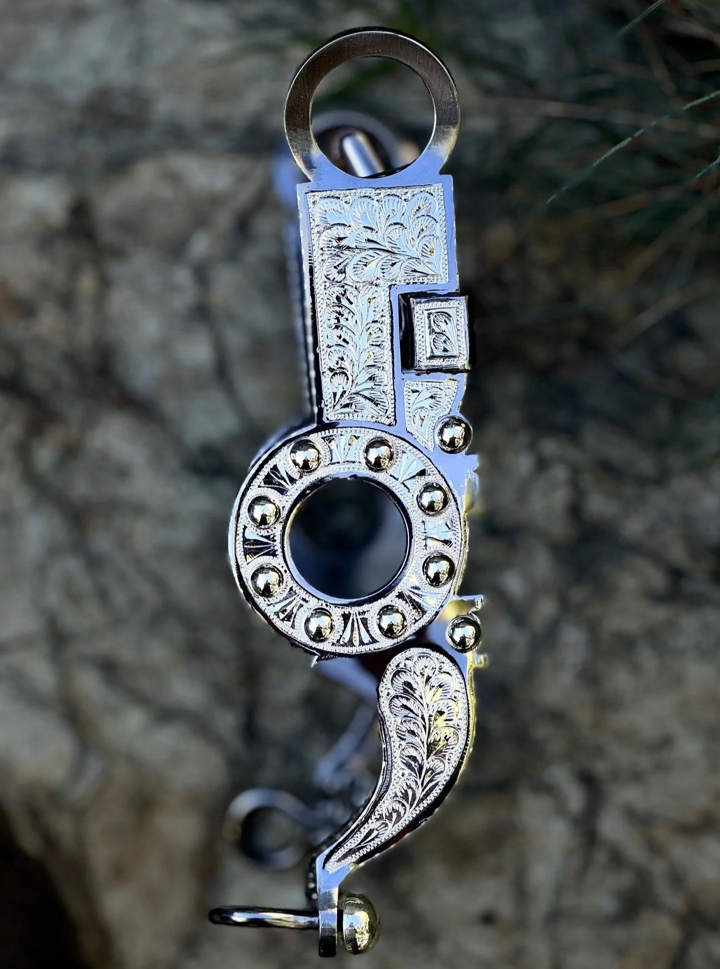 NEW DESIGN FOR 2026. *The Slim Santa Barbara Bit with sterling spots*

AVAILABLE FOR CUSTOM ORDER HERE: https://theoldspanishtrading.com/custom-bits/slim-sb 
A streamlined Santa Barbara cheek bit with early California style silver spots and silver in