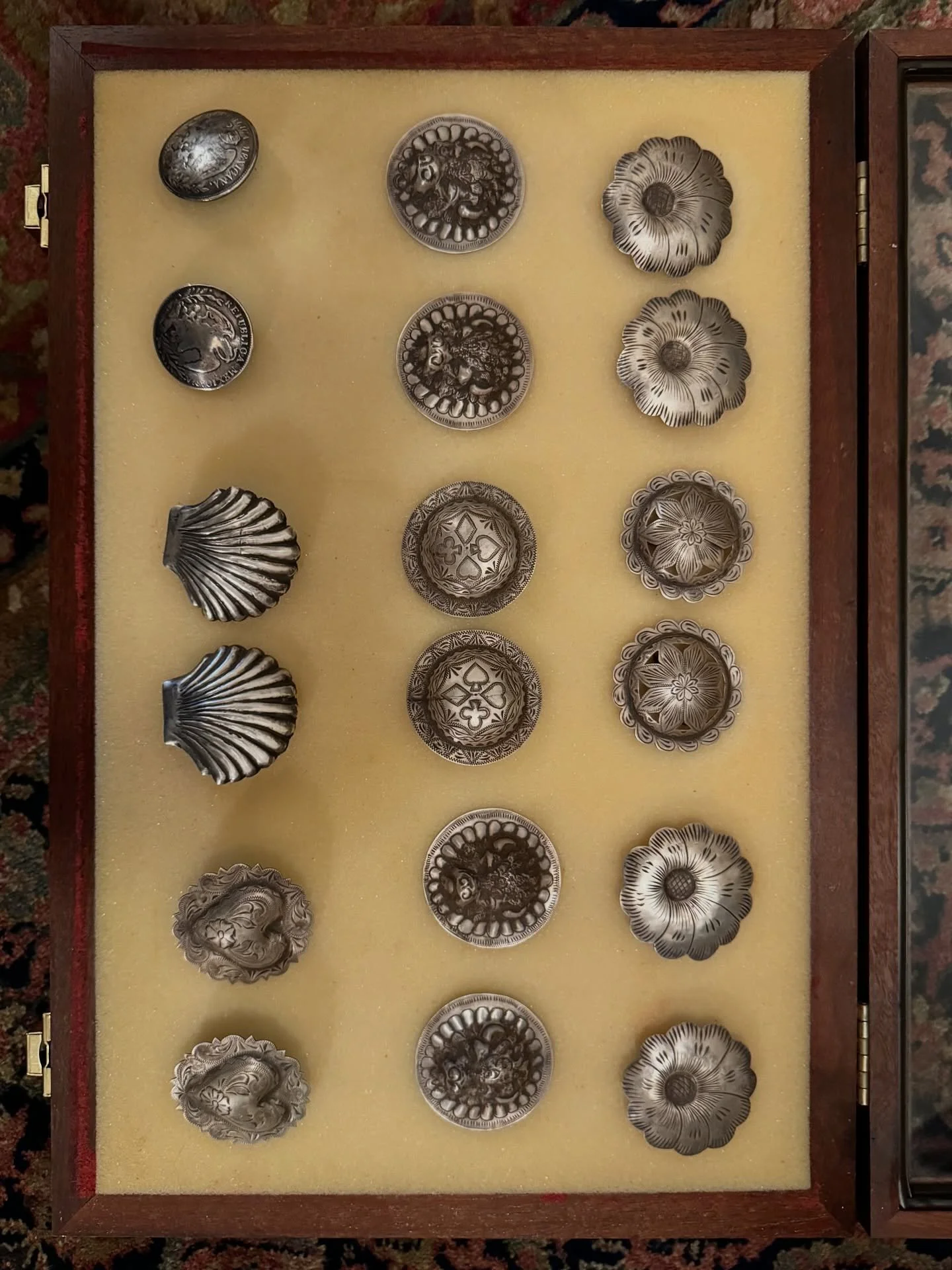 All of these sterling conchos are in stock listed on my website and ready to ship!  Go to the link in bio then find them in the &lsquo;Conchos, Buckles and Silver&rsquo; category.